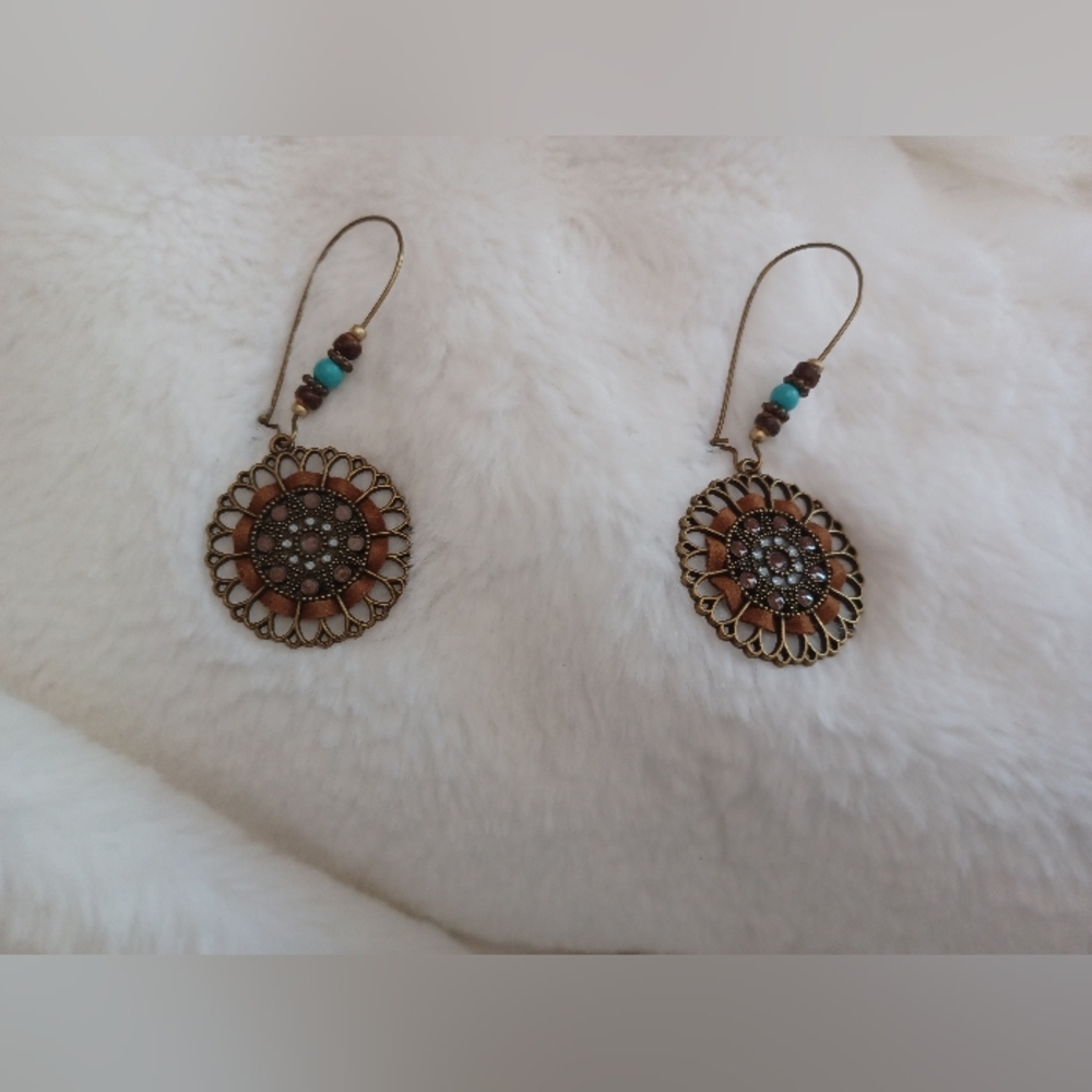 Elegant Bronze and Turquoise Earrings
